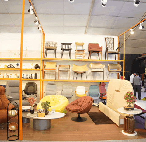 Furniture and interior products on display